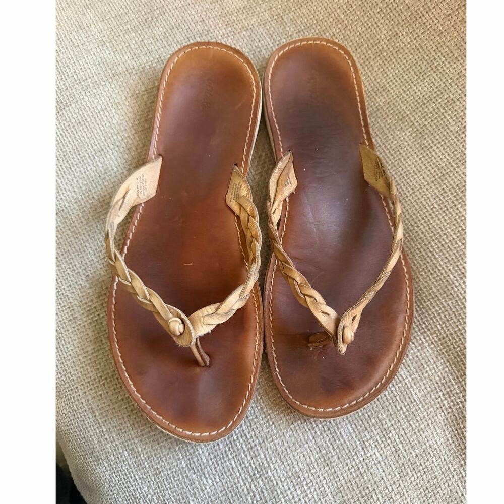 Olukai Kahiko Women's Leather Beach Sandals brown size 9